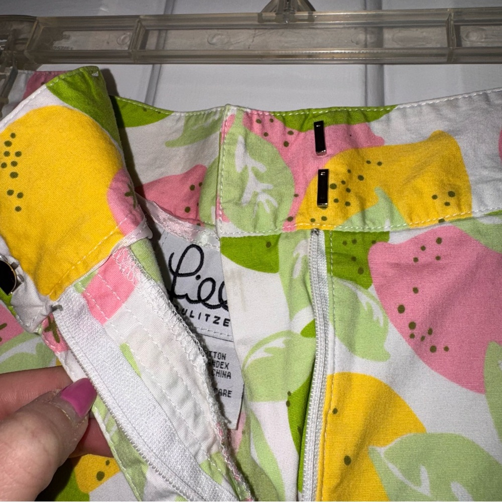 Lilly Pulitzer citrus lemon lime print Pink Yellow Fruit capri pants vintage 8 - Picture 6 of 13